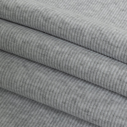 Heathered Pale Gray Tubular Cotton 2x2 Rib Knit - Folded