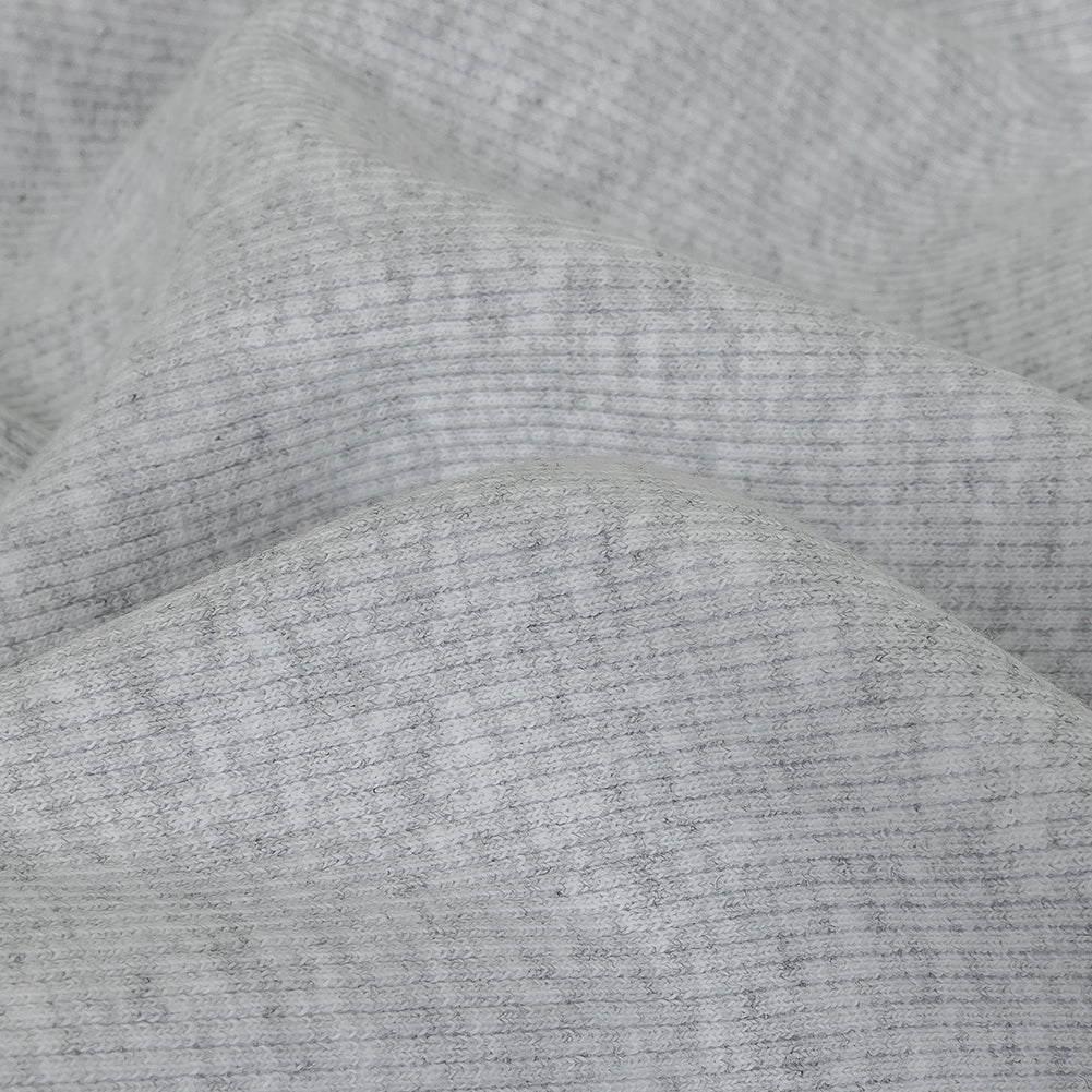 Heathered Pale Gray Tubular Cotton 2x2 Rib Knit - Detail
