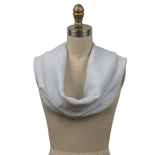 Heathered Pale Gray Tubular Cotton 2x2 Rib Knit