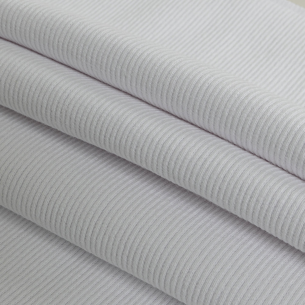 Cotton Tubular 2x2 Rib Knit - White - Adile Collection Folded