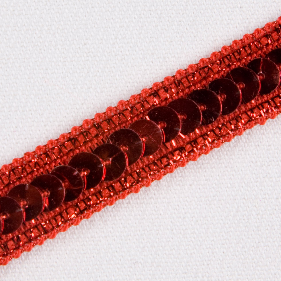 Hologram Red Fancy Sequin Trim - Detail