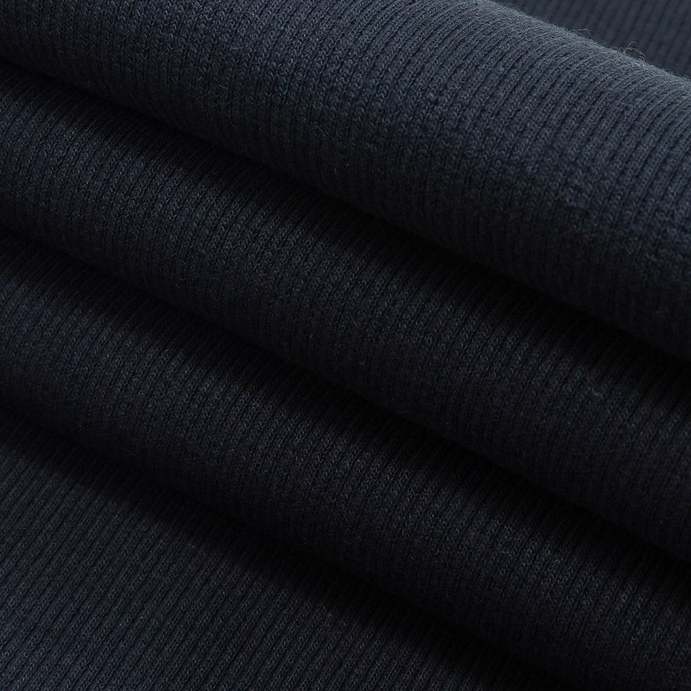 Cotton Tubular 2x2 Rib Knit - Navy - Adile Collection Folded