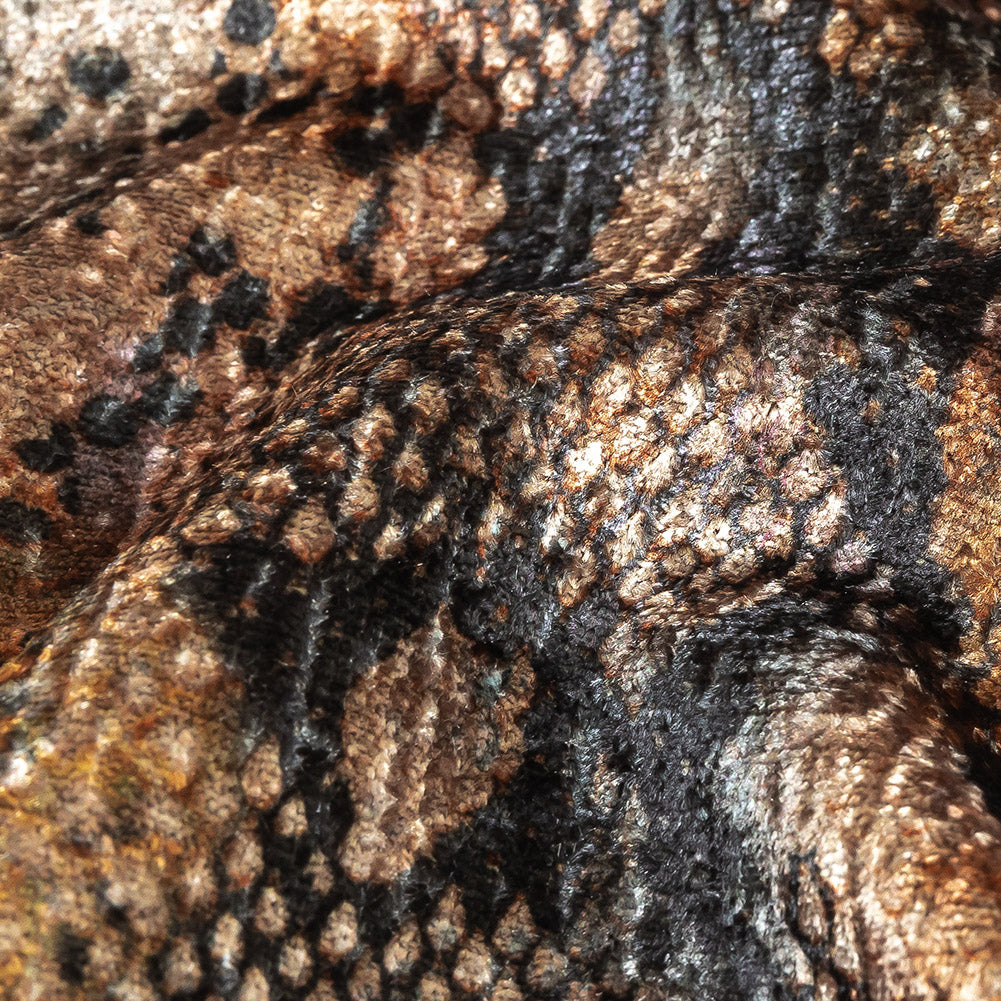 Goldeneye Snakeskin Diamond Textured Polyester Velvet - Detail