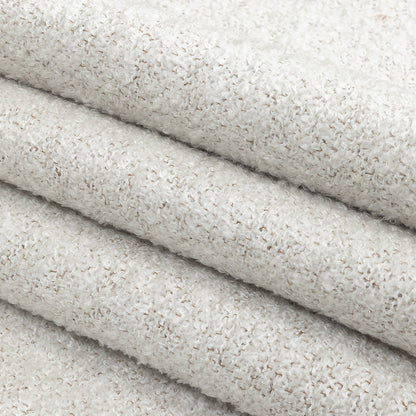 Snow Striated Acrylic and Cotton Boucle with Tan Woven Backing - Folded