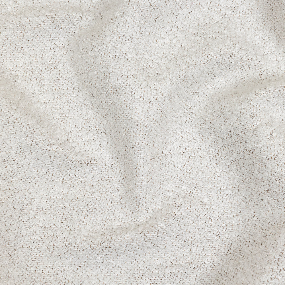 Snow Striated Acrylic and Cotton Boucle with Tan Woven Backing
