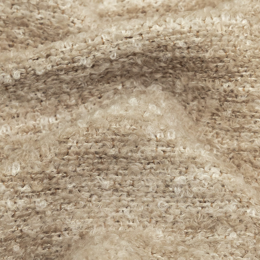 Mineral Striated Upholstery Boucle with Tan Woven Backing - Detail