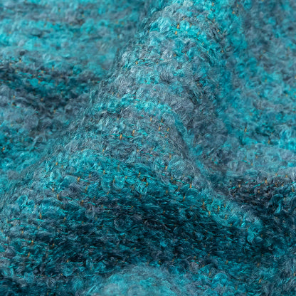 Sky Striated Acrylic and Cotton Boucle with Tan Woven Backing - Detail