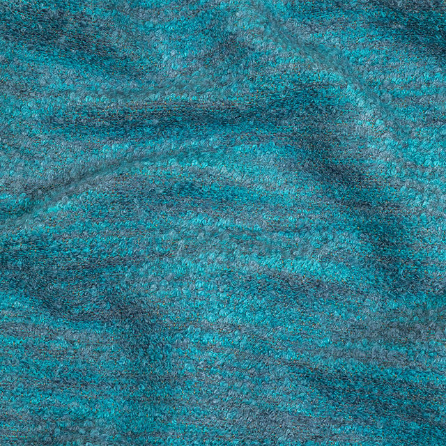 Sky Striated Acrylic and Cotton Boucle with Tan Woven Backing