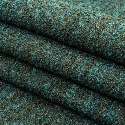 Marine Striated Acrylic and Cotton Boucle with Tan Woven Backing - Folded