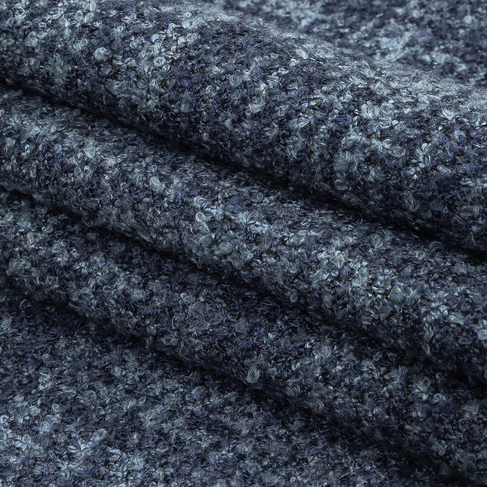 Indigo Tweedy Acrylic and Cotton Boucle Folded