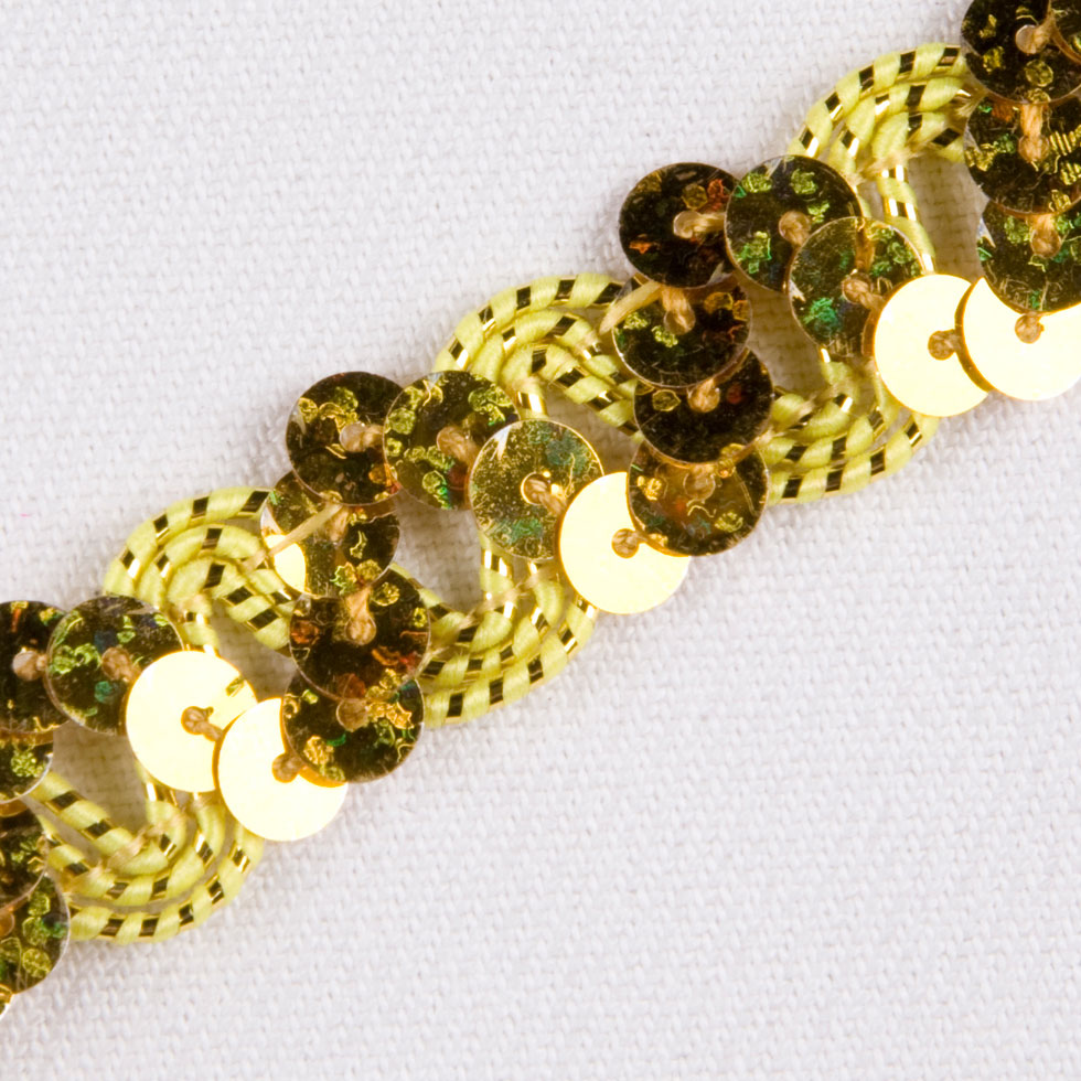 1/2" Gold Fancy Sequin Trim Detail