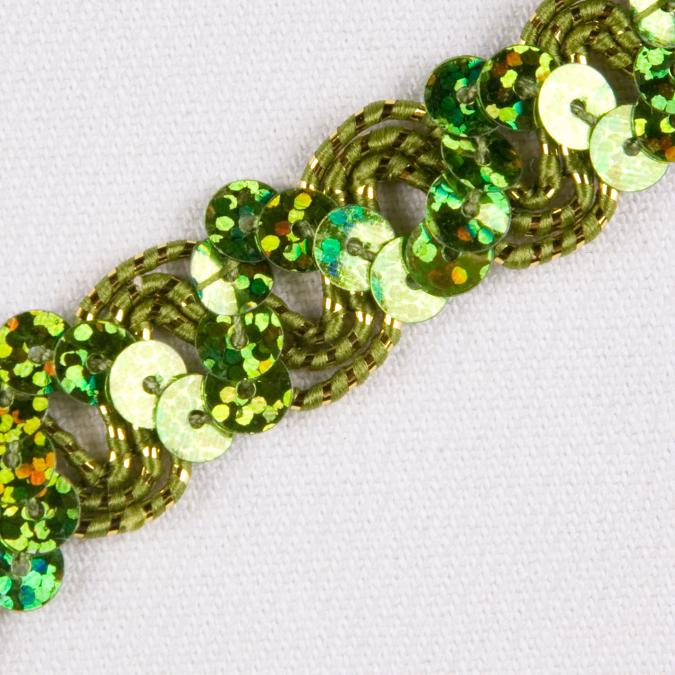 1/2" Kiwi Fancy Sequin Trim Detail