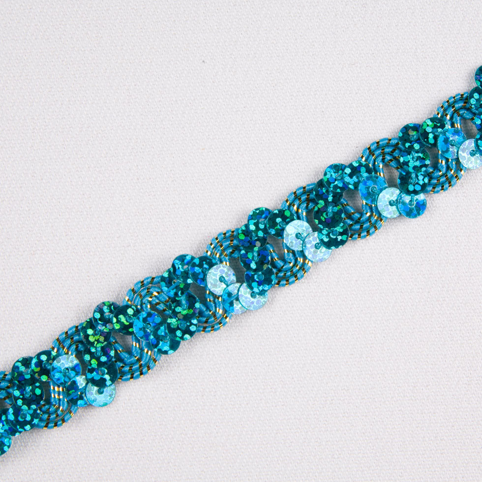 1/2 Bright Blue Fancy Sequin Trim