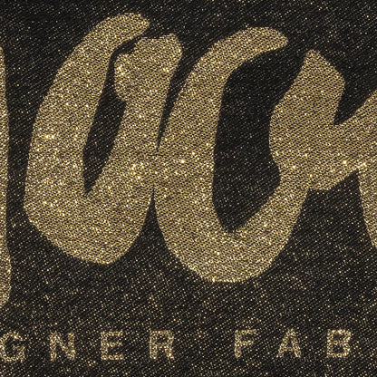 Mood Designer Fabrics Metallic Black and Gold Oversized Square Patch - 18.875 - Detail