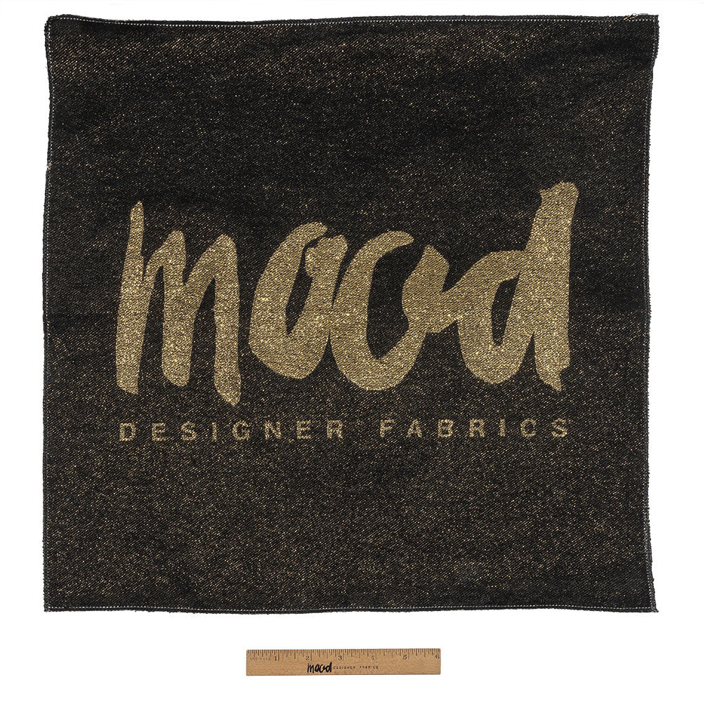 Mood Designer Fabrics Metallic Black and Gold Oversized Square Patch - 18.875 - Full