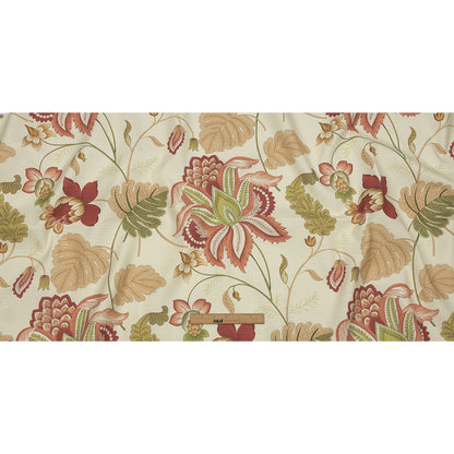 Red, Green and Beige Floral Cotton Blend - Full