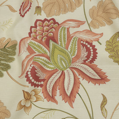Red, Green and Beige Floral Cotton Blend