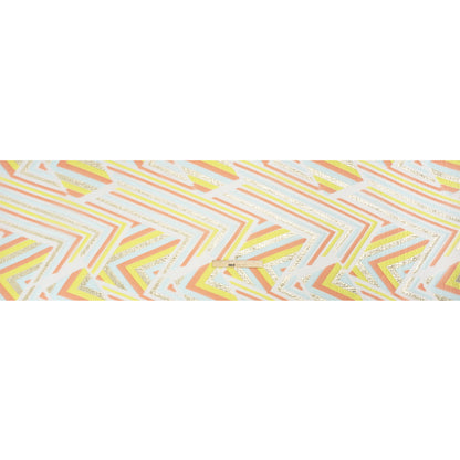 Metallic Gold, Coral and Lime Chevrons and Arrows Luxury Burnout Brocade Drape