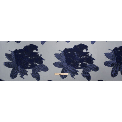 Metallic Navy Big Florals Luxury Burnout Brocade - Drape