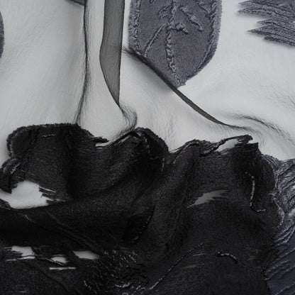 Metallic Black Big Florals Luxury Burnout Brocade