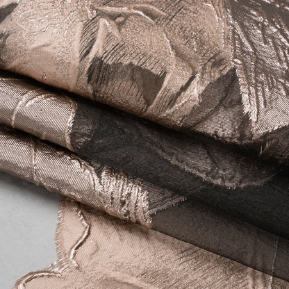 Metallic Rose and Charcoal Big Florals Luxury Burnout Brocade Full