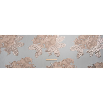 Metallic Rose and Charcoal Big Florals Luxury Burnout Brocade Drape