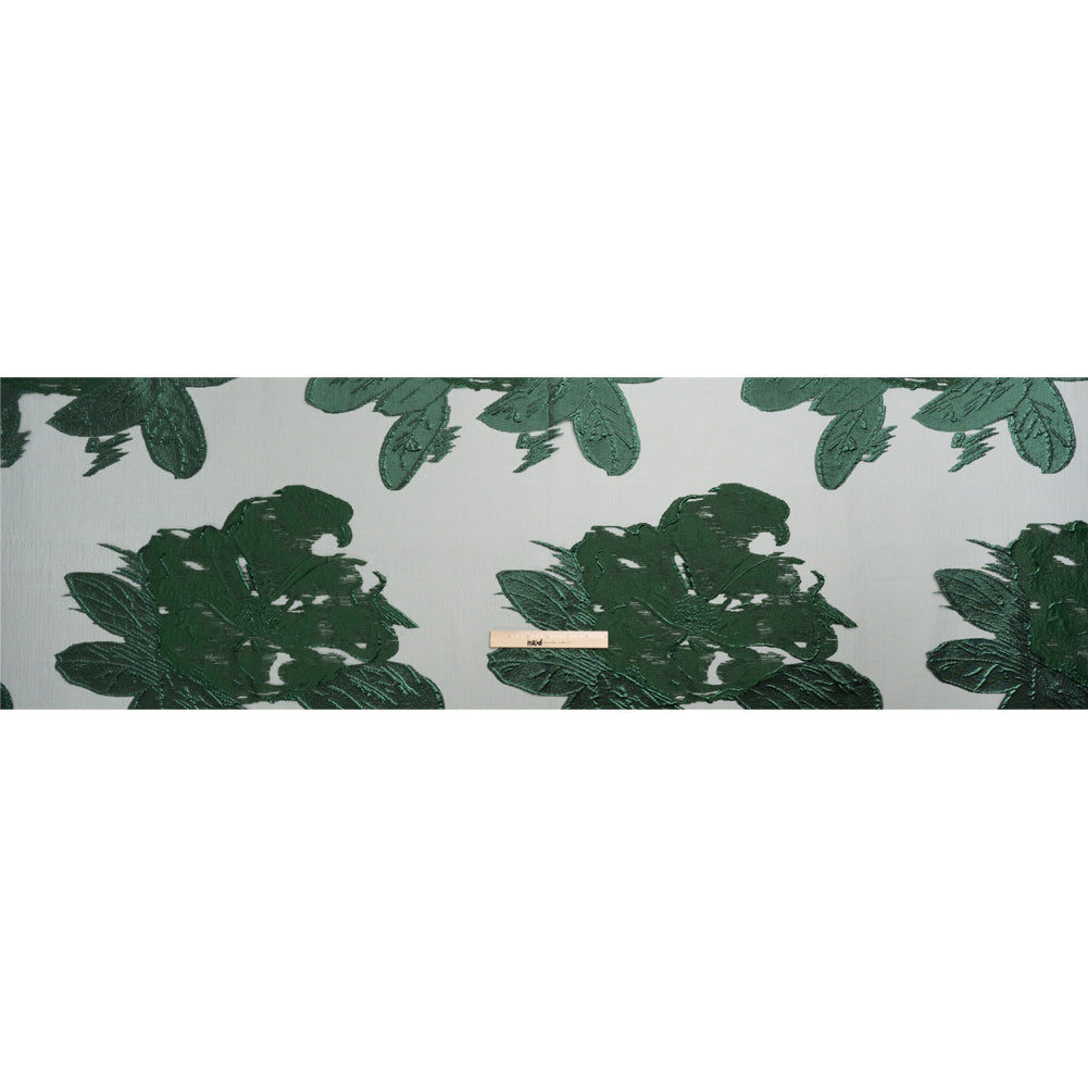 Metallic Emerald Big Florals Luxury Burnout Brocade - Full - Image 4 of 5