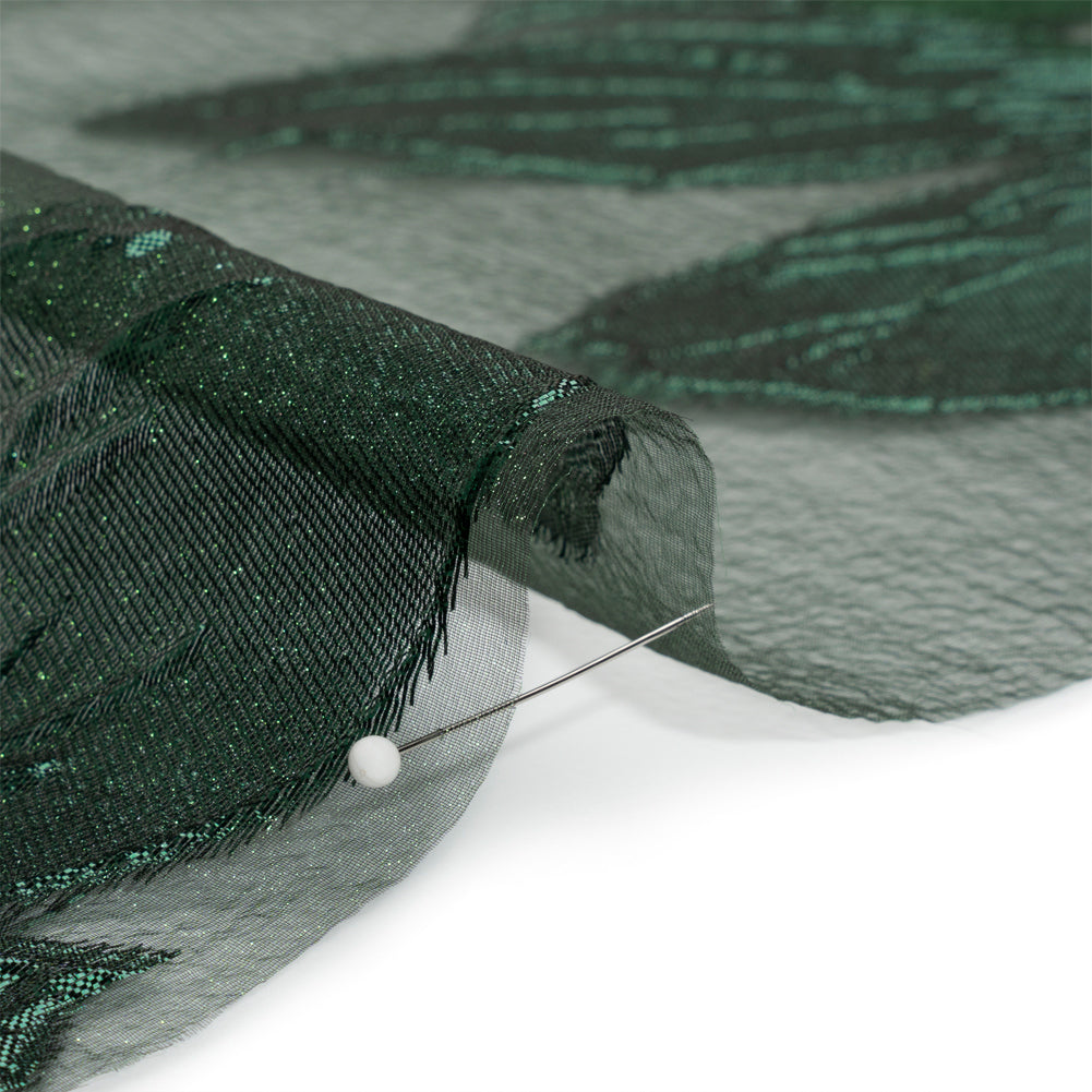 Metallic Emerald Big Florals Luxury Burnout Brocade - Full