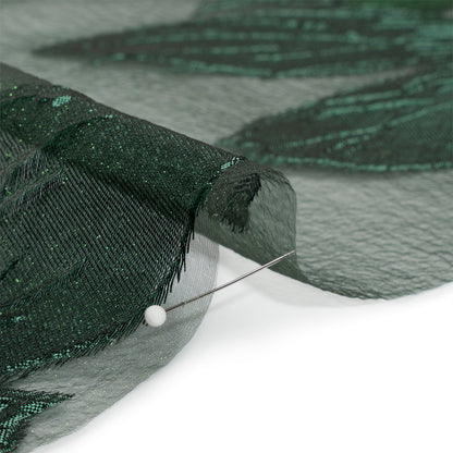 Metallic Emerald Big Florals Luxury Burnout Brocade - Full