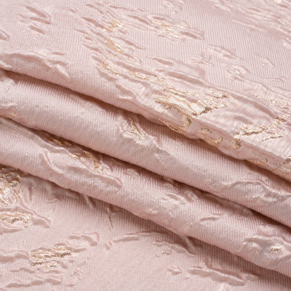 Metallic Gold and Baby Pink Crackled Abstract Luxury Brocade Full