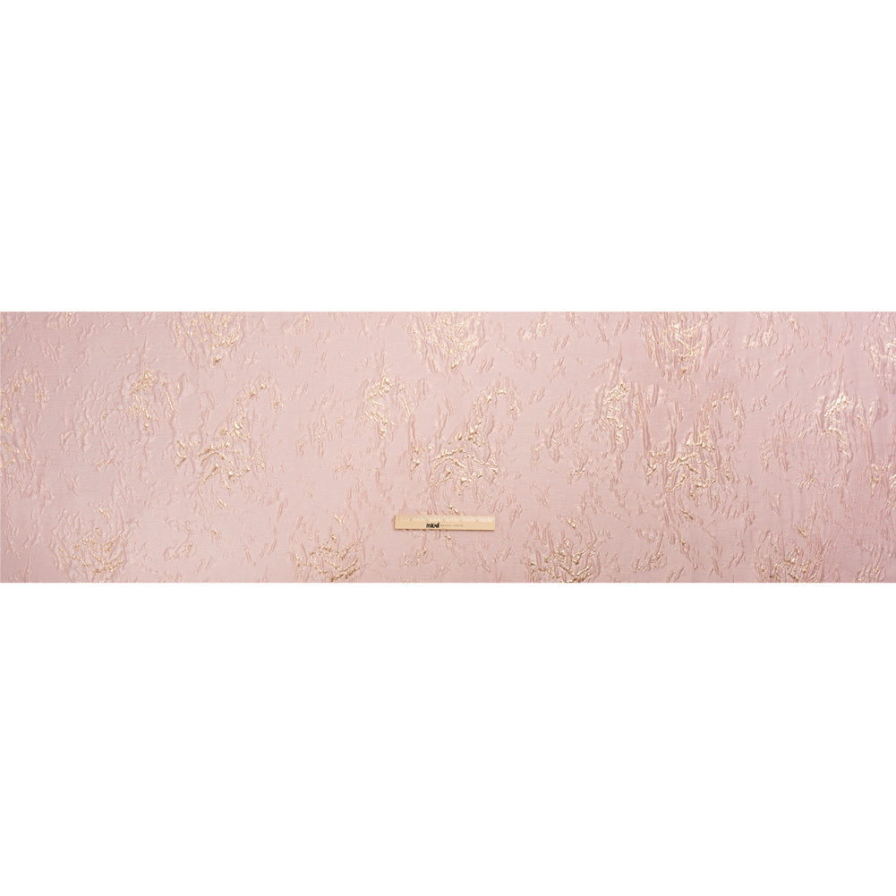 Metallic Gold and Baby Pink Crackled Abstract Luxury Brocade Drape