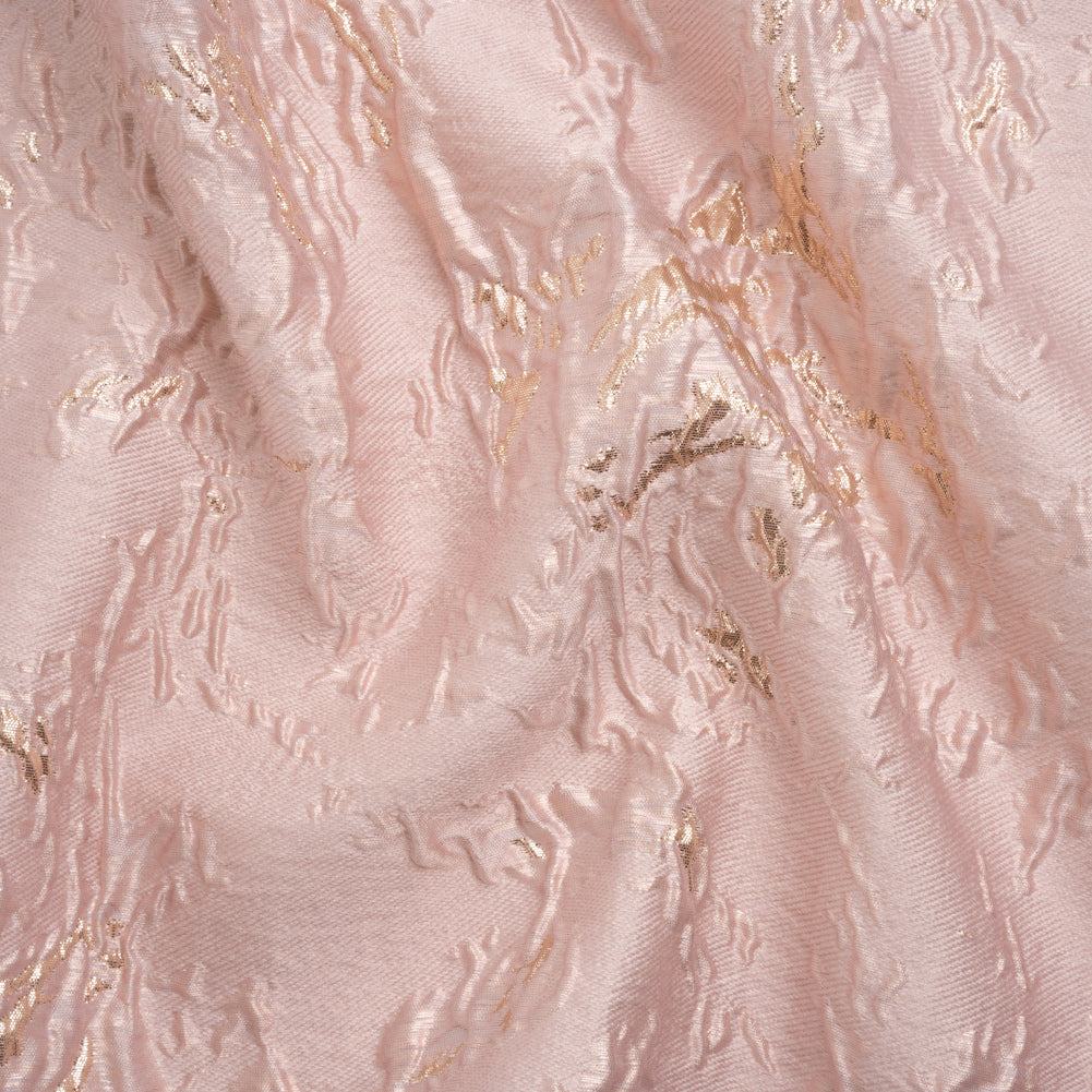 Metallic Gold and Baby Pink Crackled Abstract Luxury Brocade