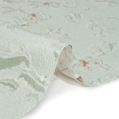 Metallic Gold and Mint Crackled Abstract Luxury Brocade Folded