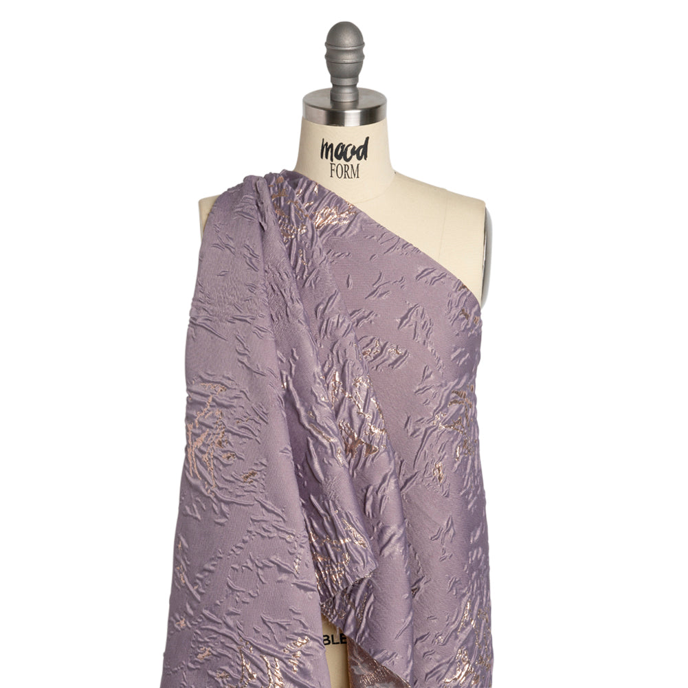 Metallic Rose Gold and Purple Crackled Abstract Luxury Brocade - Detail