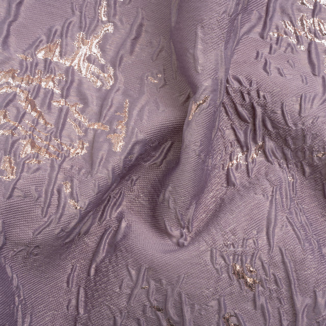 Metallic Rose Gold and Purple Crackled Abstract Luxury Brocade