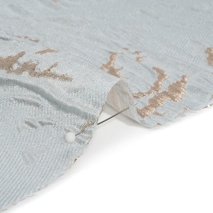 Metallic Gold and Baby Blue Crackled Abstract Luxury Brocade - Folded