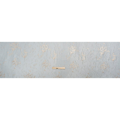 Metallic Gold and Baby Blue Crackled Abstract Luxury Brocade - Drape