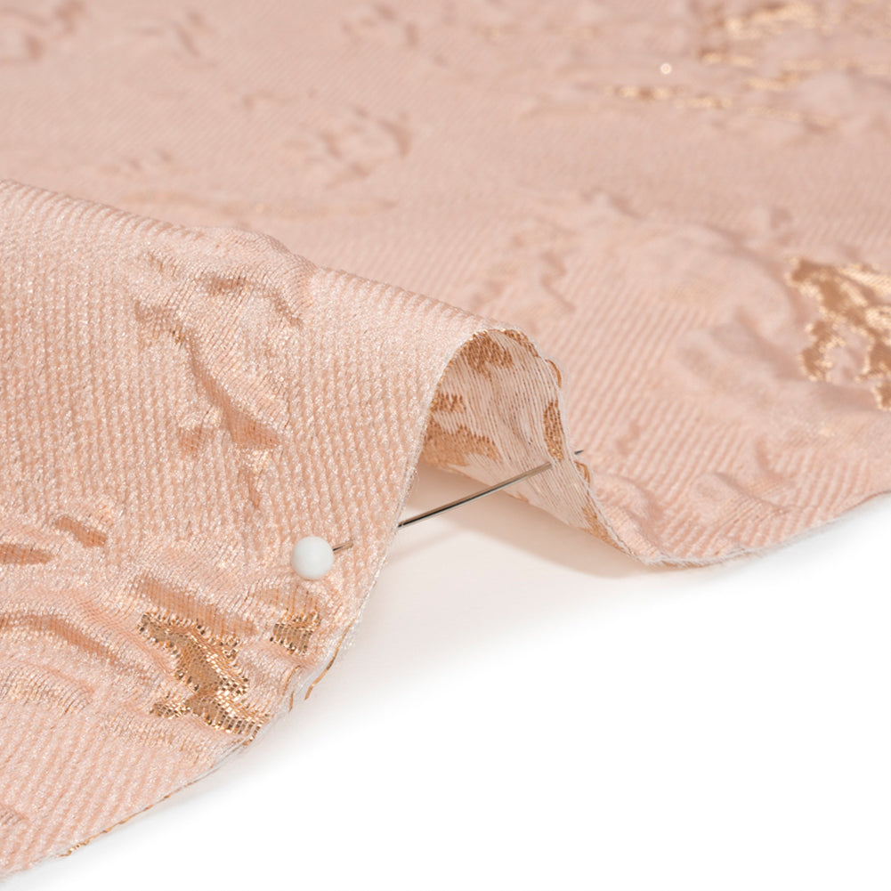 Metallic Gold and Pink Crackled Abstract Luxury Brocade Folded