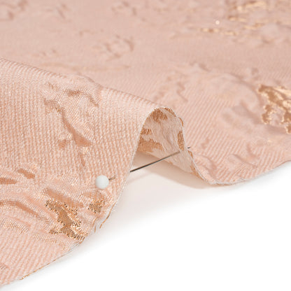 Metallic Gold and Pink Crackled Abstract Luxury Brocade Folded
