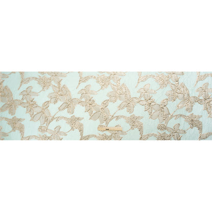 Metallic Gold and Aqua Floating Flowers Luxury Burnout Brocade Drape