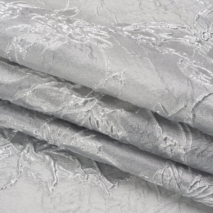 Metallic Silver and Gray Floating Flowers Luxury Burnout Brocade - Full