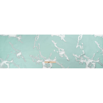 Metallic Silver and Sky Blue Abstract Embers Luxury Burnout Brocade Drape