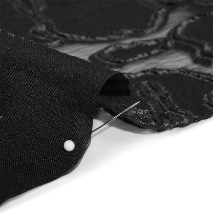Metallic Black Abstract Embers Luxury Burnout Brocade - Folded