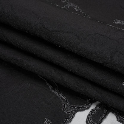 Metallic Black Abstract Embers Luxury Burnout Brocade - Full