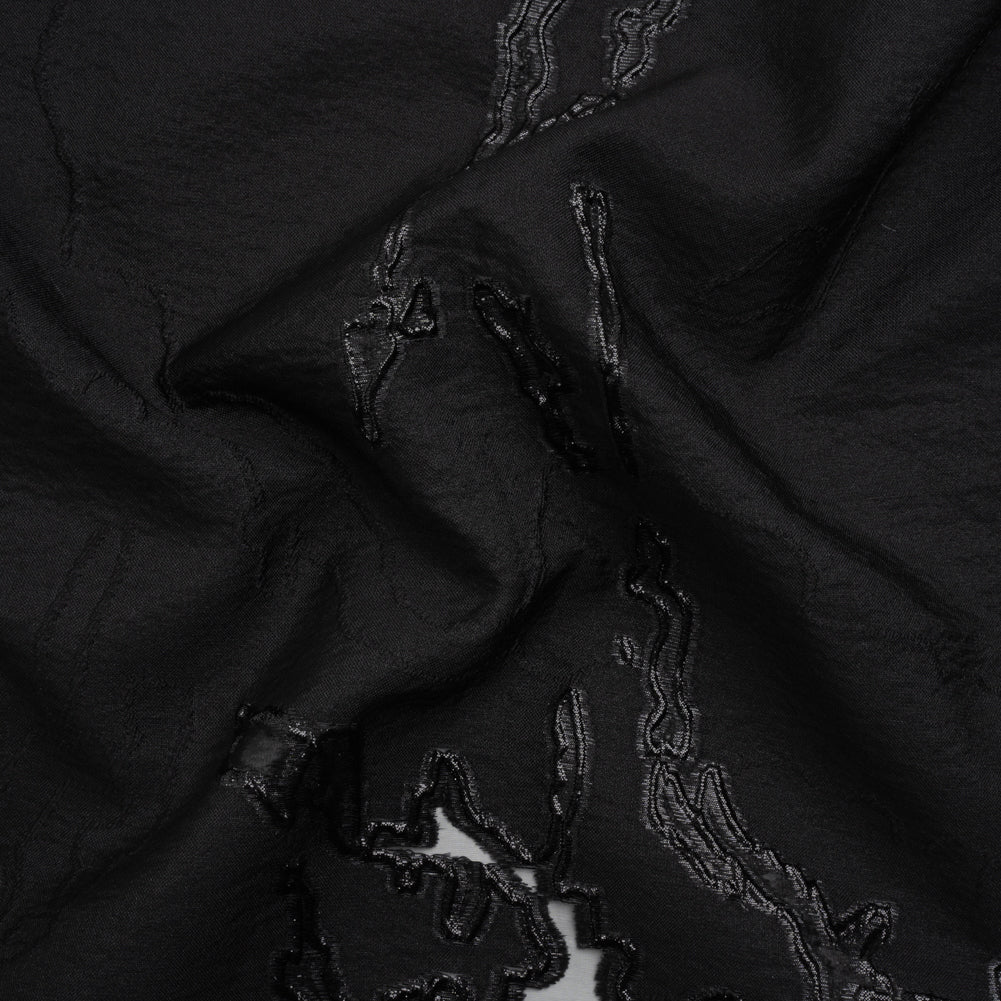 Metallic Black Abstract Embers Luxury Burnout Brocade