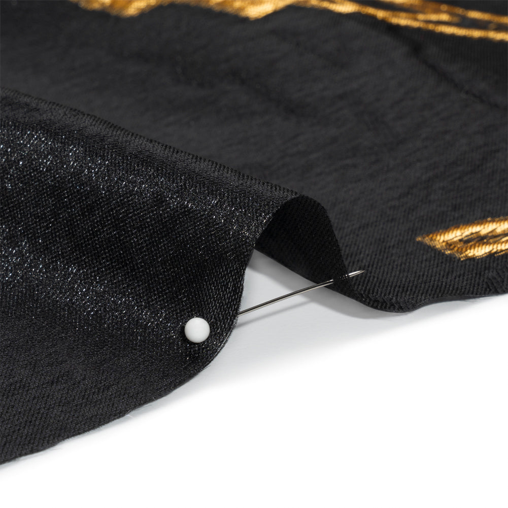 Metallic Gold and Black Abstract Embers Luxury Burnout Brocade Folded