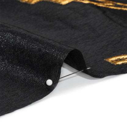 Metallic Gold and Black Abstract Embers Luxury Burnout Brocade Folded