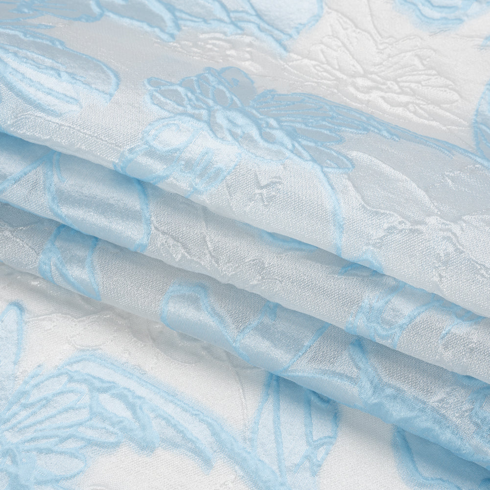 Baby Blue and Cream Floral Sheer Luxury Brocade - Full