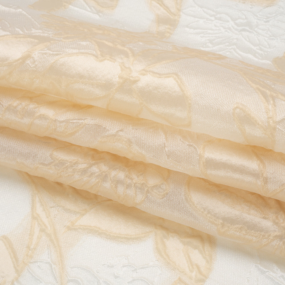 Beige and Cream Floral Sheer Luxury Brocade - Full