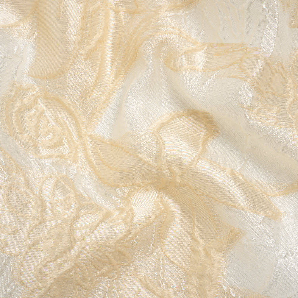 Beige and Cream Floral Sheer Luxury Brocade